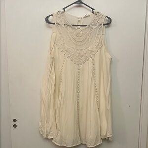Entro Ivory Lace Detail Babydoll Top/tunic/mini dress size medium
